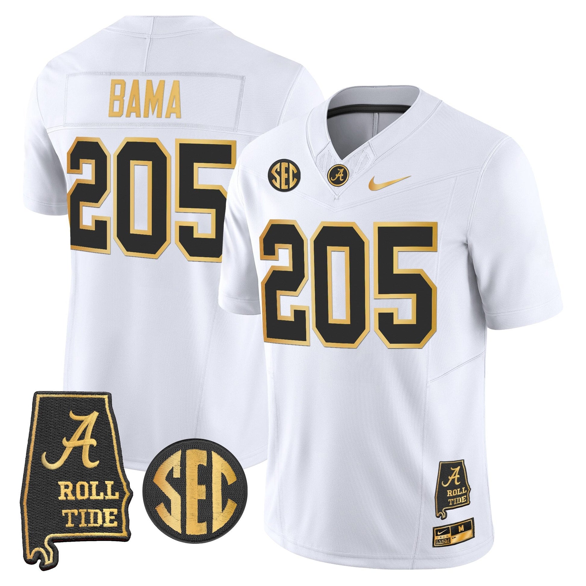 Men's Alabama Crimson Tide 2025 Gold Vapor Limited Jersey - Alabama Map - All Stitched