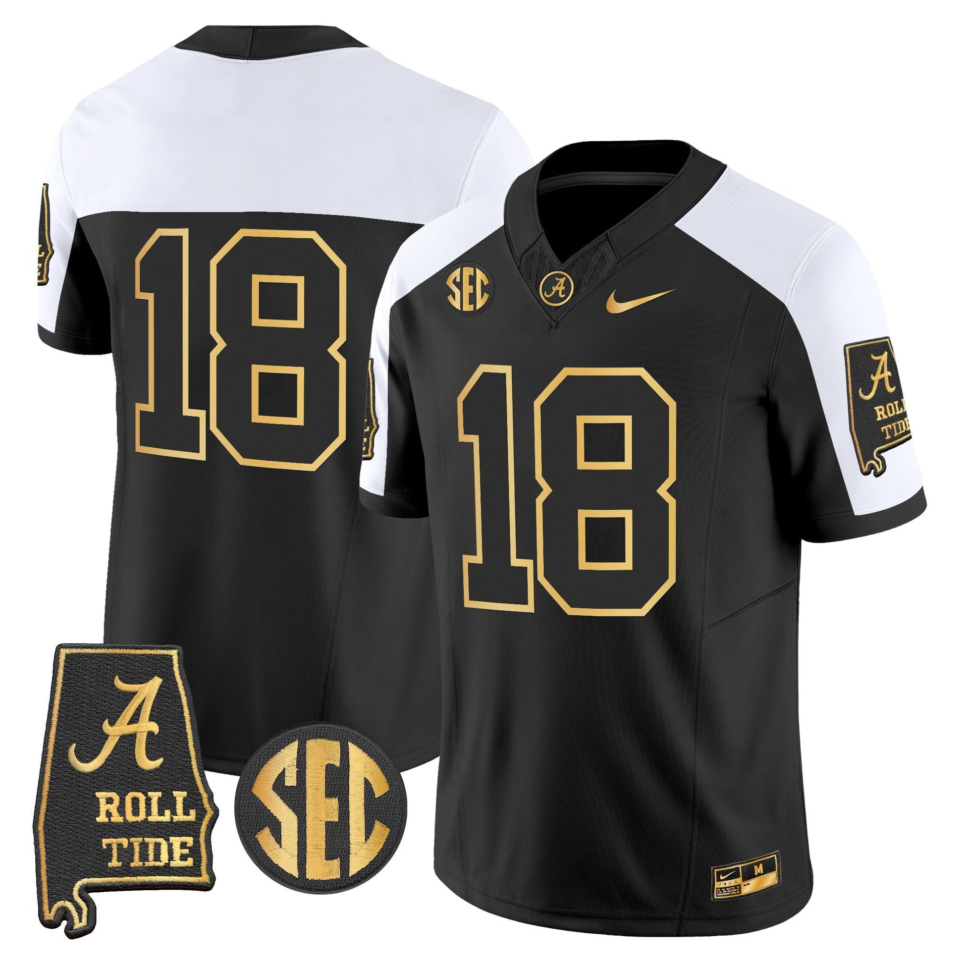 Men's Alabama Crimson Tide 2025 Gold Vapor Limited Jersey - Alabama Map - All Stitched