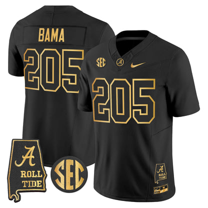Men's Alabama Crimson Tide 2025 Gold Vapor Limited Jersey - Alabama Map - All Stitched