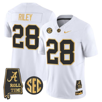Men's Alabama Crimson Tide 2025 Gold Vapor Limited Jersey - Alabama Map - All Stitched