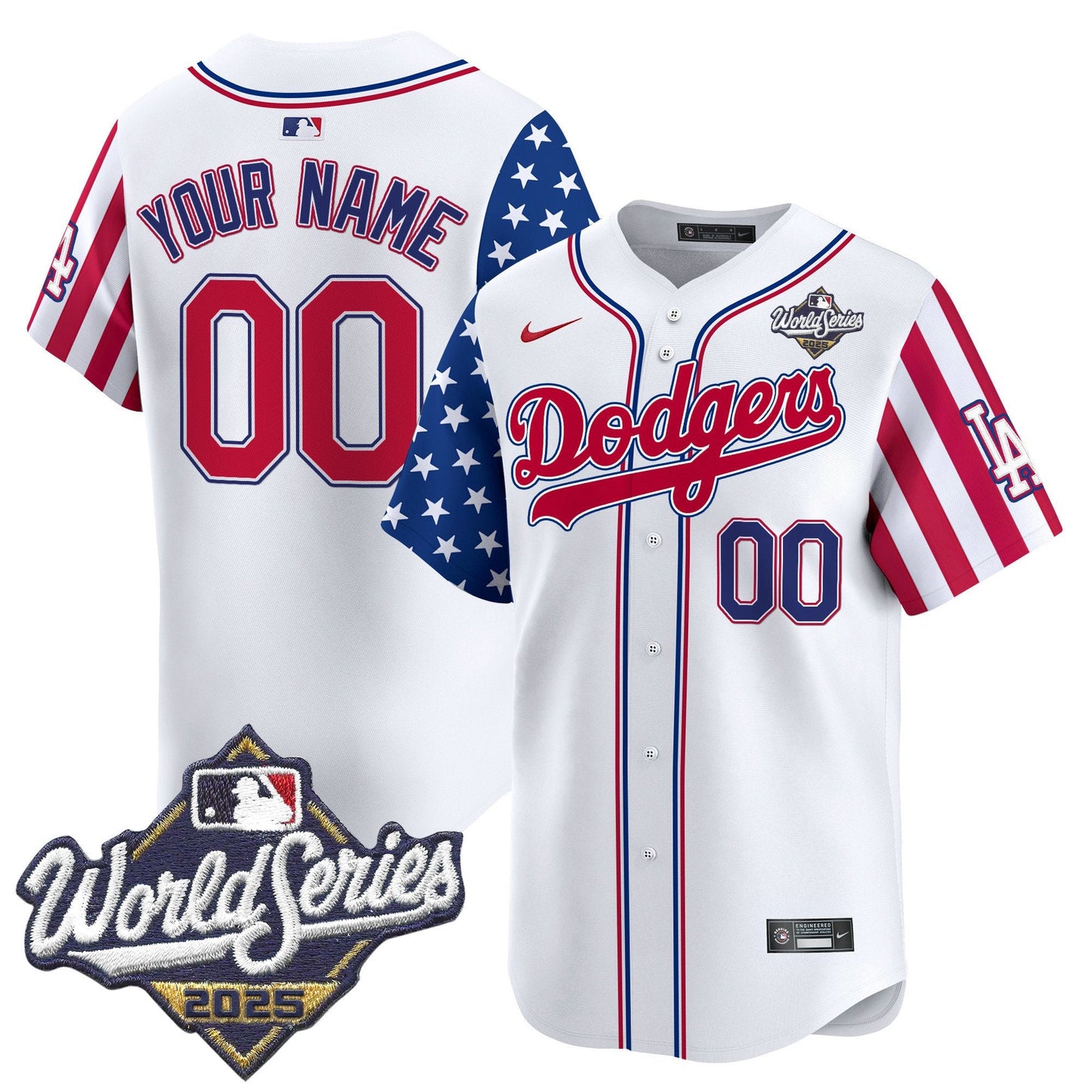 Dodgers 2025 World Series Vapor Premier Limited Custom Jersey - American Style - All Stitched