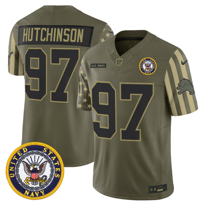 Men's Detroit Lions x U.S. Military Veteran Vapor Limited Jersey - All Stitched