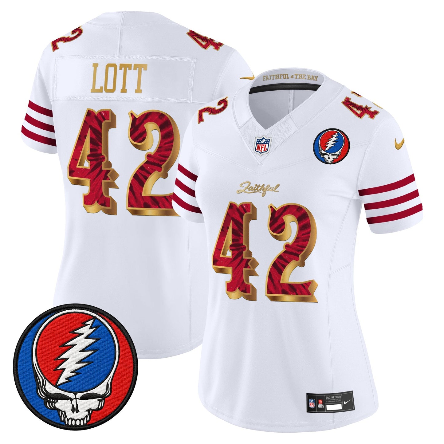 Women's San Francisco 49ers x Grateful Dead Rivalries Vapor Limited Jersey - Rivalries Edition - All Stitched