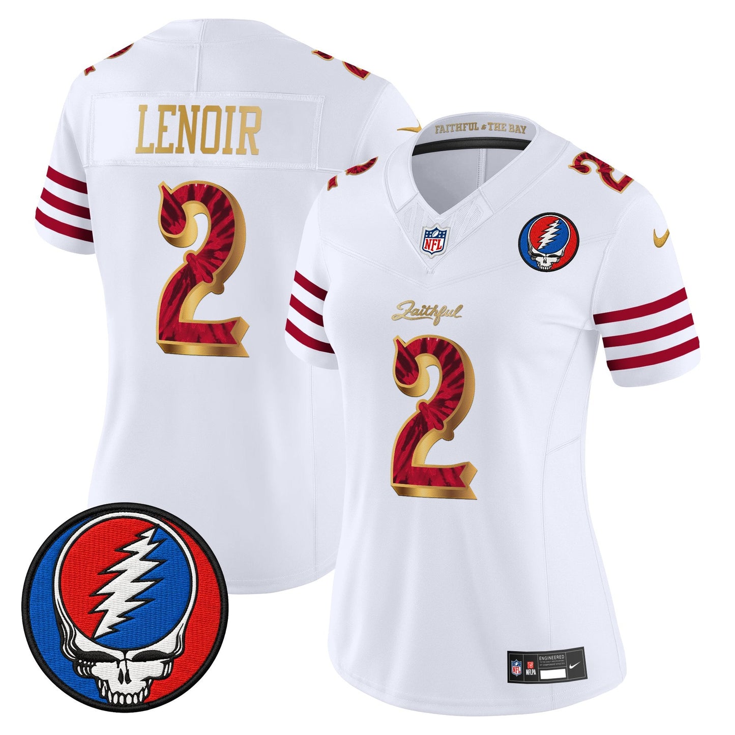 Women's San Francisco 49ers x Grateful Dead Rivalries Vapor Limited Jersey - Rivalries Edition - All Stitched