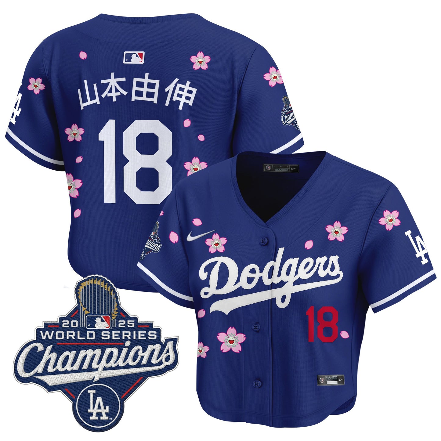 Women's Dodgers 2025 World Series Champions x Tokyo Series Crop Top Baseball Jersey - All Stitched