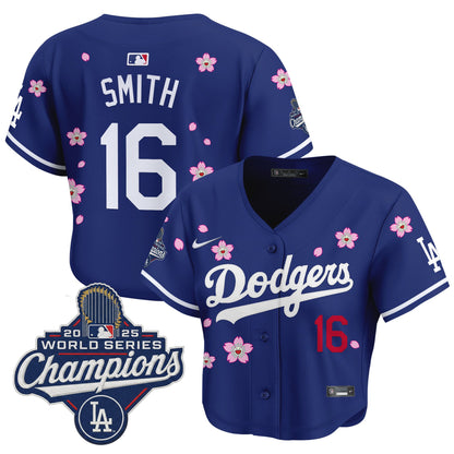 Women's Dodgers 2025 World Series Champions x Tokyo Series Crop Top Baseball Jersey - All Stitched