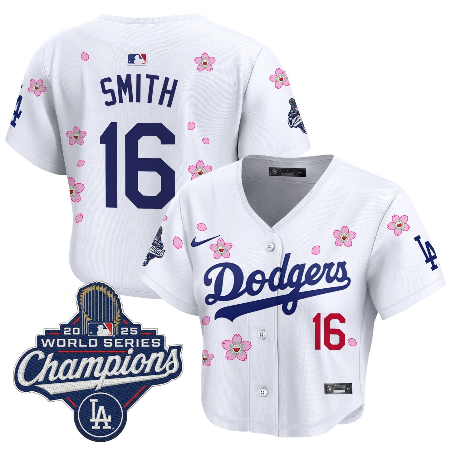 Women's Dodgers 2025 World Series Champions x Tokyo Series Crop Top Baseball Jersey - All Stitched