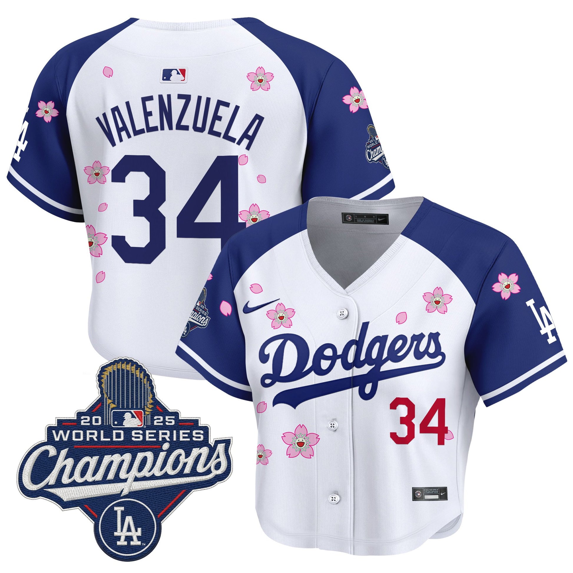 Women's Dodgers 2025 World Series Champions x Tokyo Series Crop Top Baseball Jersey - All Stitched