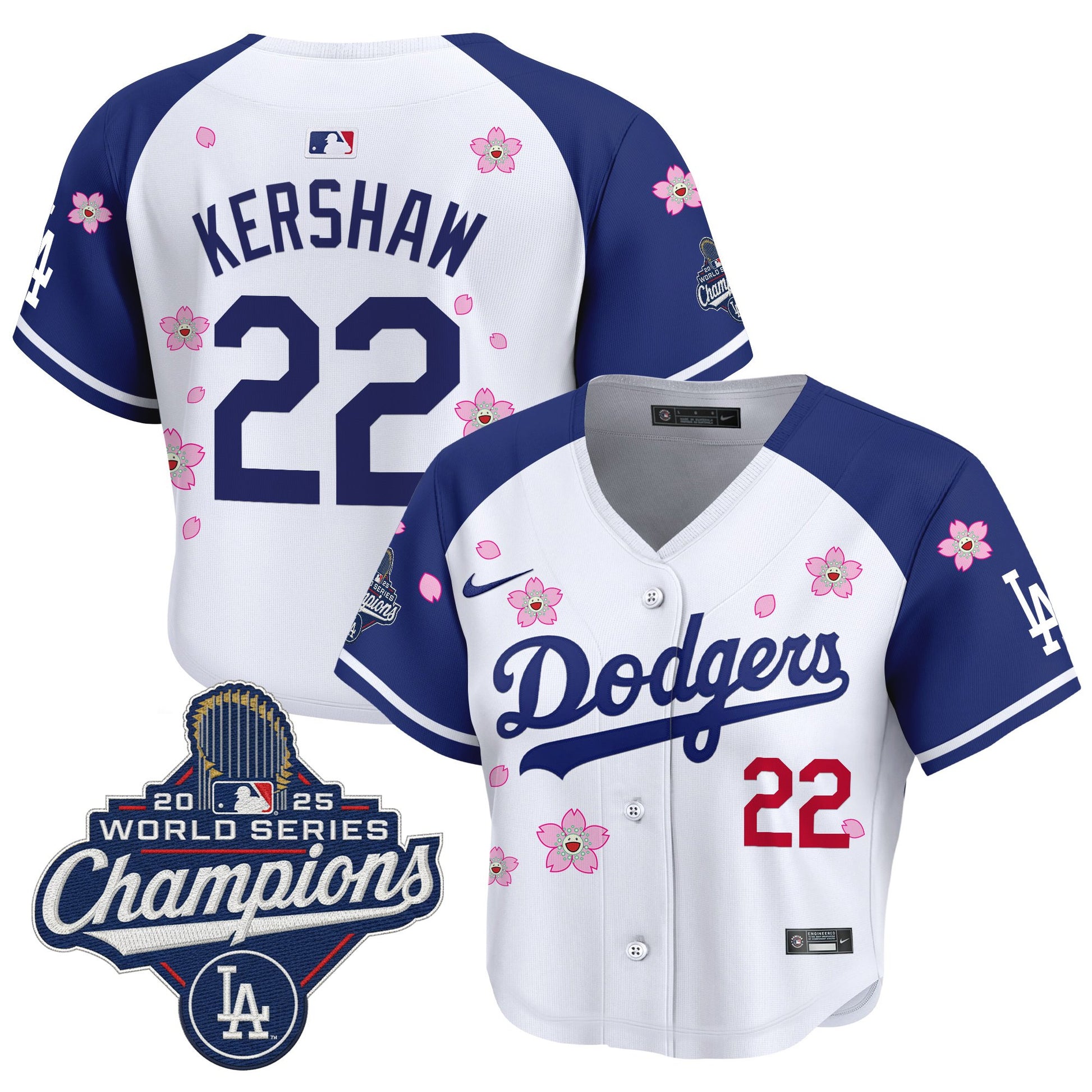 Women's Dodgers 2025 World Series Champions x Tokyo Series Crop Top Baseball Jersey - All Stitched