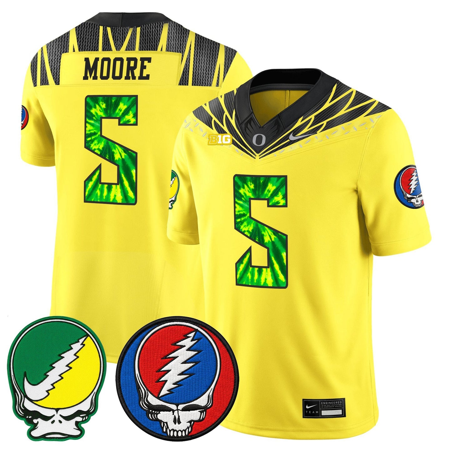 Men's Oregon Ducks 2025 'Grateful Ducks x Grateful Dead' Vapor Limited Jersey - All Stitched