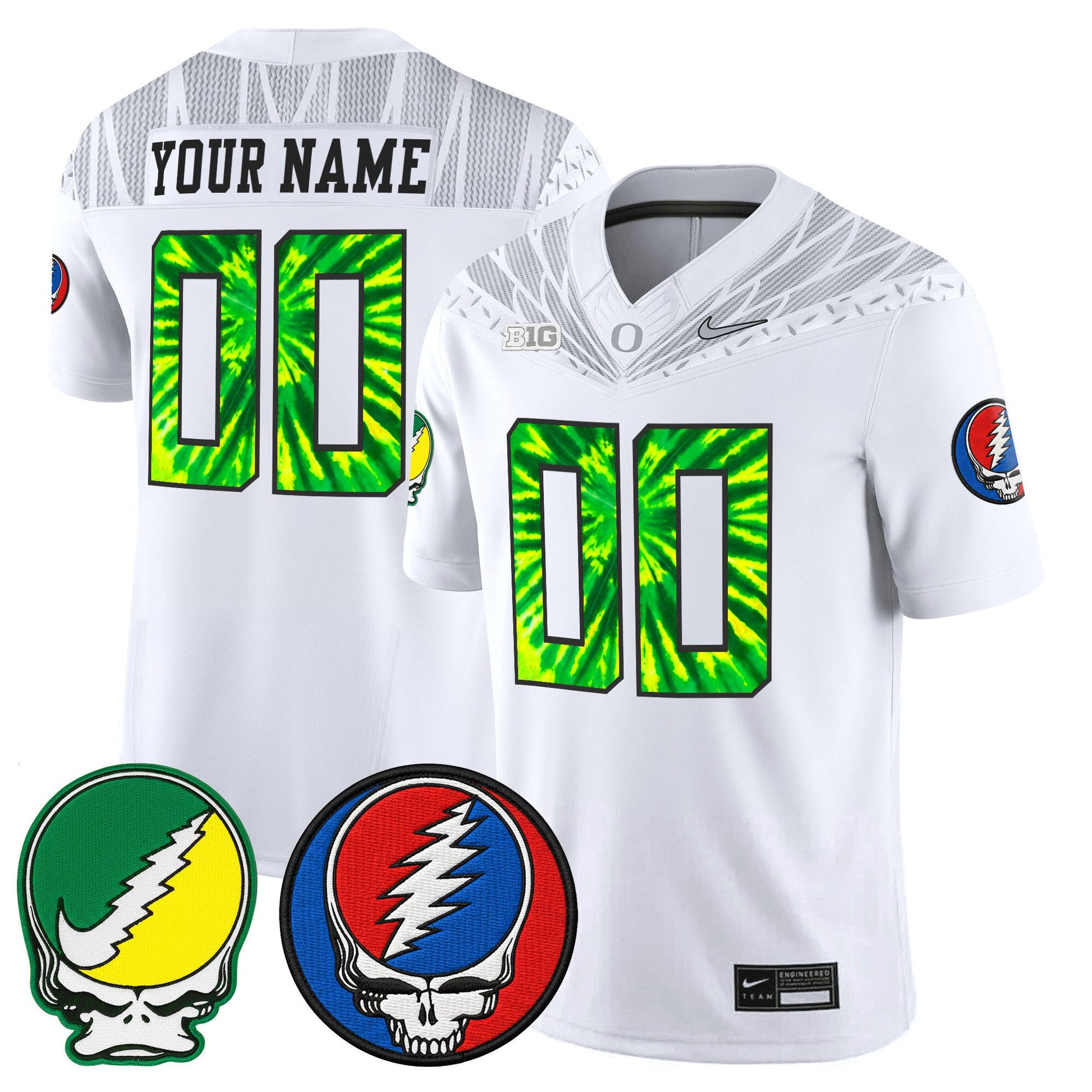 Oregon Ducks 2025 'Grateful Ducks x Grateful Dead' Vapor Limited Custom Jersey - All Stitched