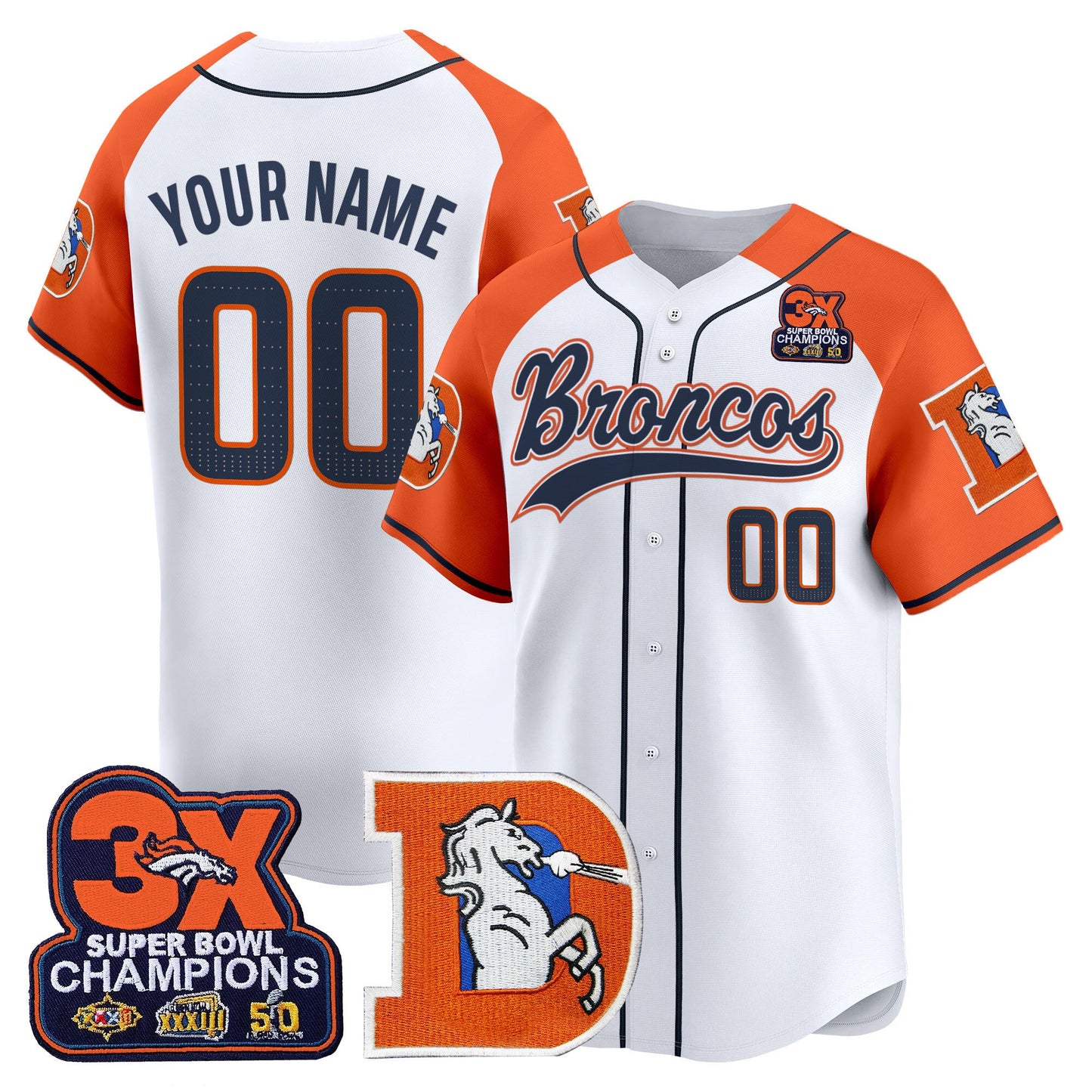 Denver Broncos Throwback Vapor Baseball Custom Jersey - All Stitched
