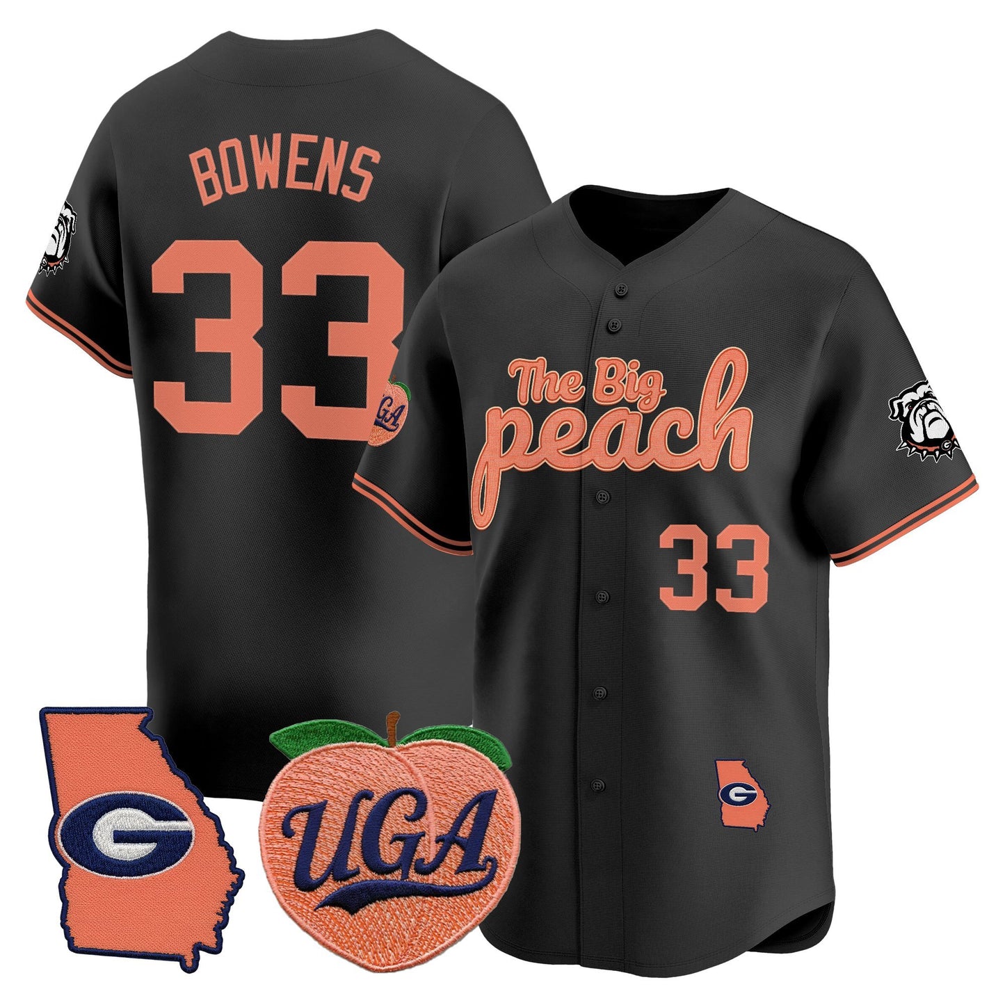 Men's Georgia Bulldogs The Big Peach Vapor Baseball Jersey - All stitched
