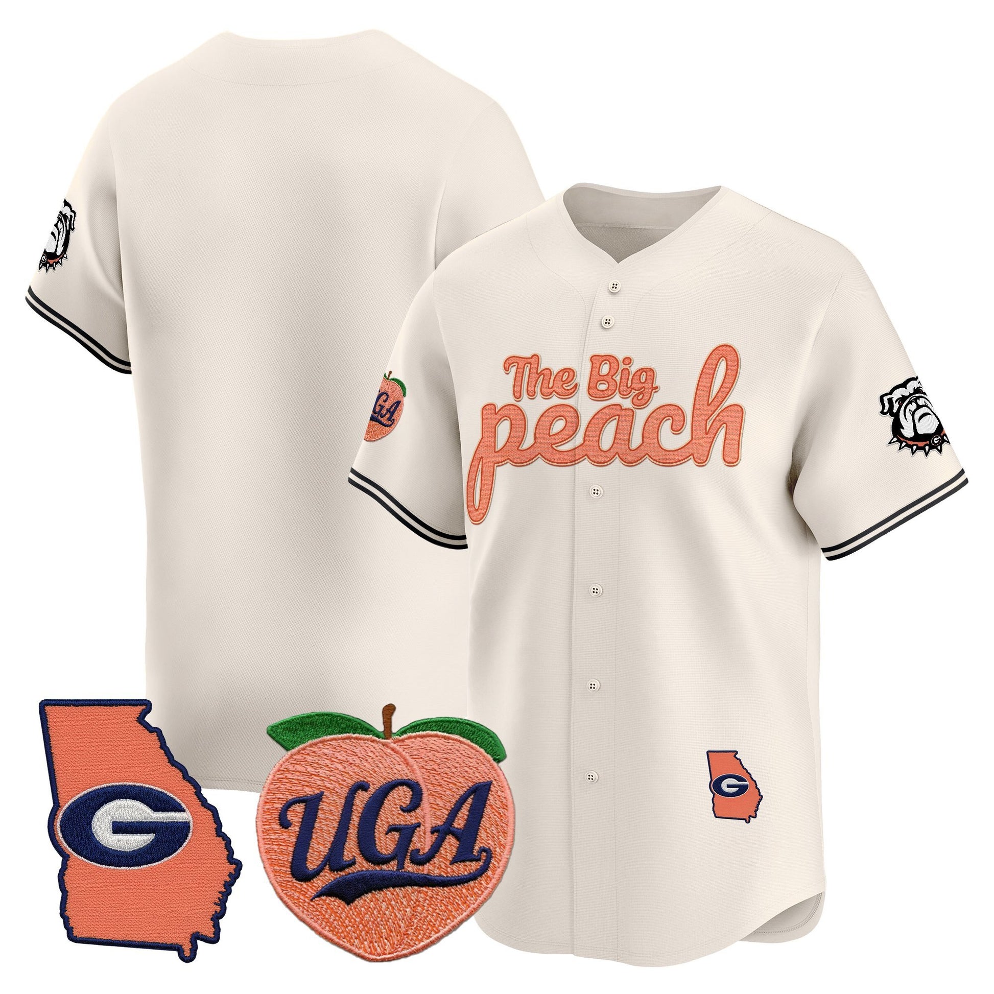 Men's Georgia Bulldogs The Big Peach Vapor Baseball Jersey - All stitched