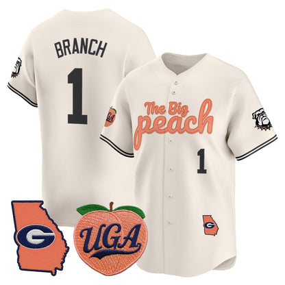 Men's Georgia Bulldogs The Big Peach Vapor Baseball Jersey - All stitched