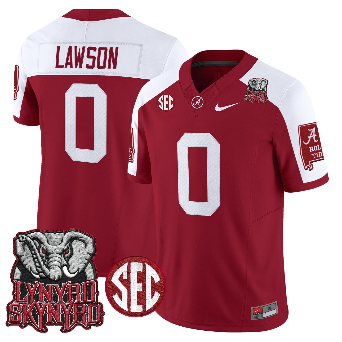 Men's Alabama Crimson Tide x Lynyrd Skynyrd Vapor Limited Jersey - Alabama Map - All Stitched