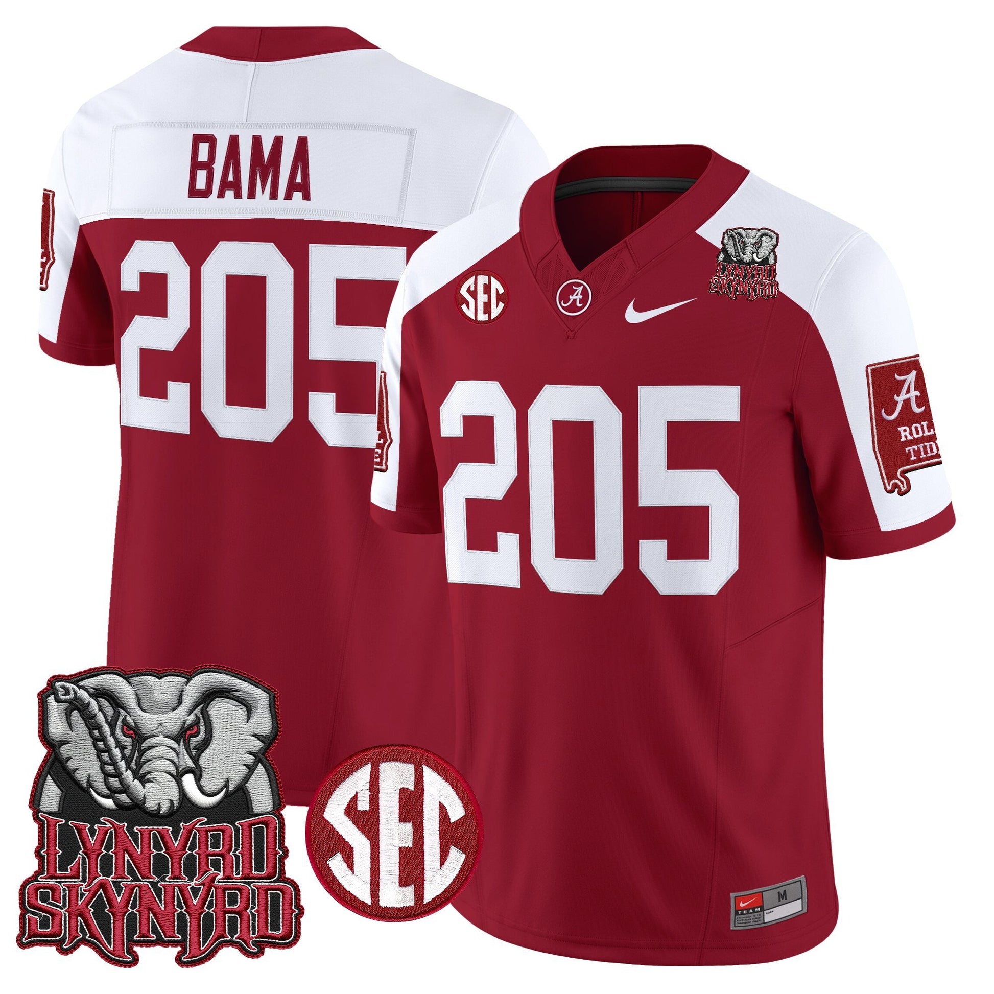 Men's Alabama Crimson Tide x Lynyrd Skynyrd Vapor Limited Jersey - Alabama Map - All Stitched