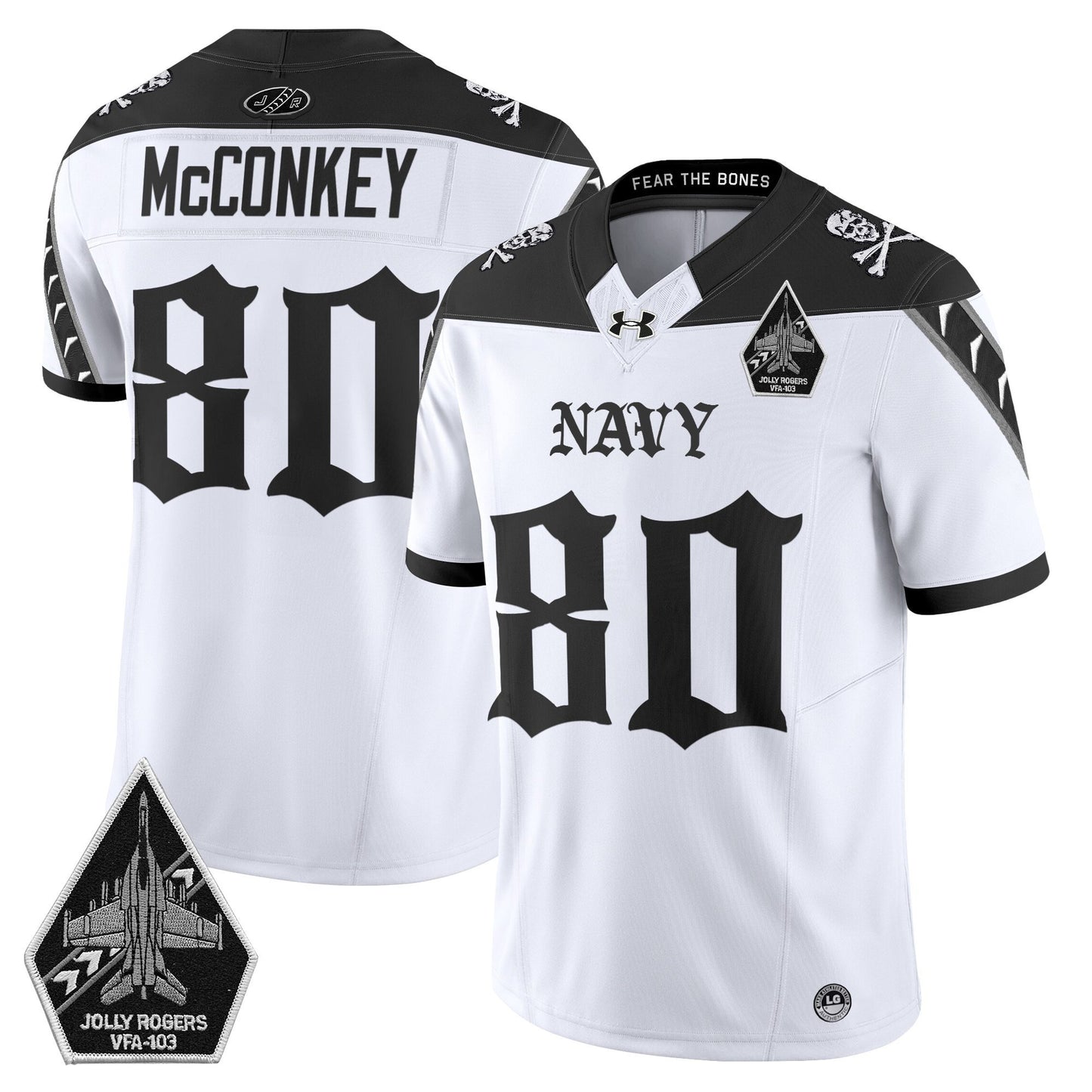 Men's Navy Midshipmen 'Jolly Rogers: Gothic Squadron Edition' Vapor Limited Jersey - All Stitched