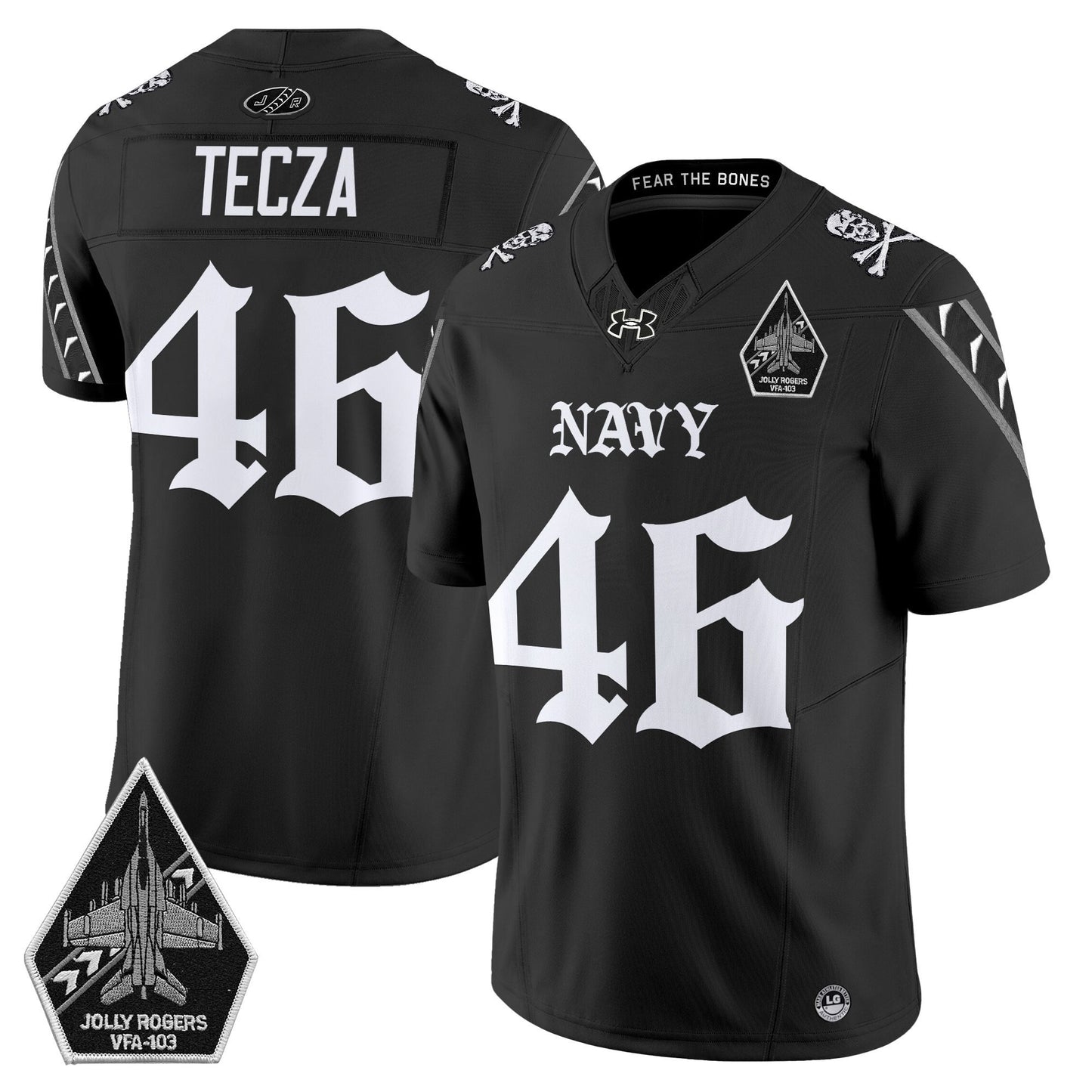 Men's Navy Midshipmen 'Jolly Rogers: Gothic Squadron Edition' Vapor Limited Jersey - All Stitched