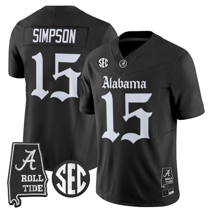Men's Alabama Crimson Tide 'Gothic Edition' Vapor Limited Jersey - Alabama Map - All Stitched