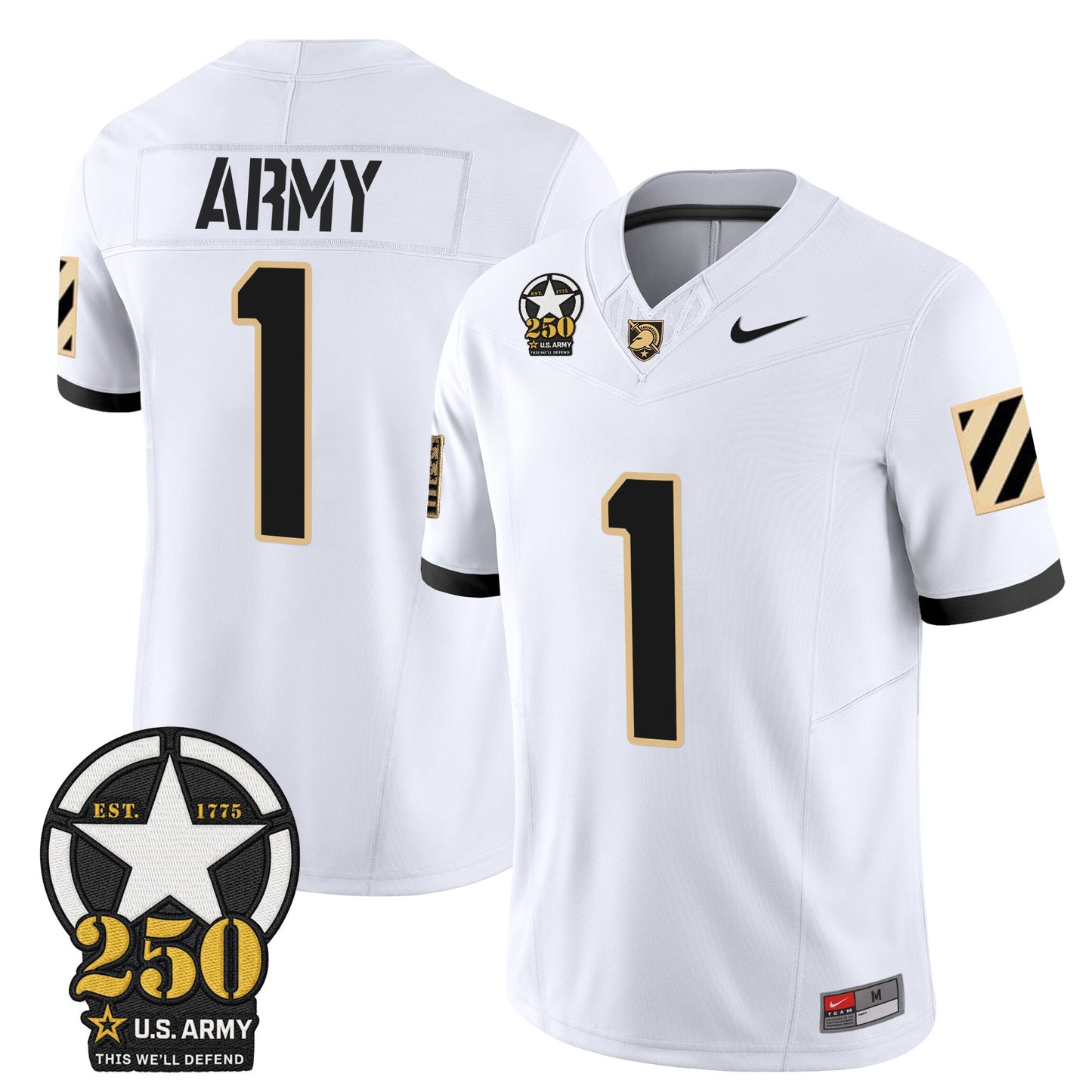 Men's Army Black Knights 250th Anniversary Patch Vapor Limited Jersey - All Stitched