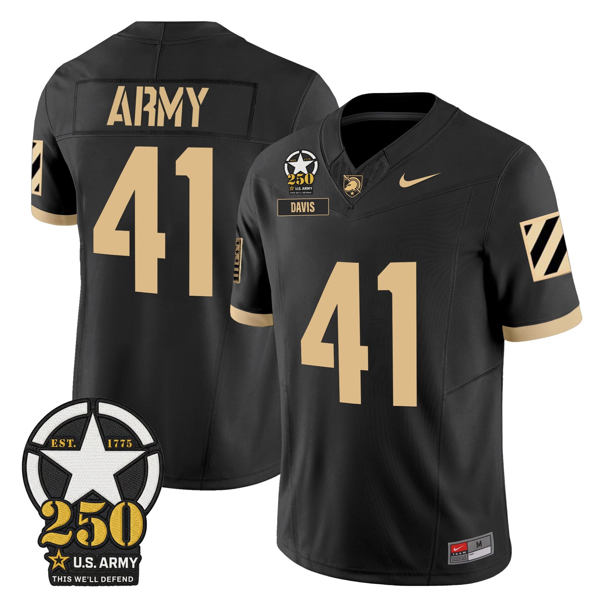 Men's Army Black Knights 250th Anniversary Patch Vapor Limited Jersey - All Stitched