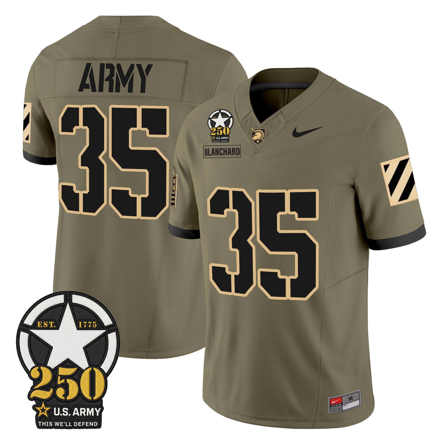 Men's Army Black Knights 250th Anniversary Patch Vapor Limited Jersey - All Stitched