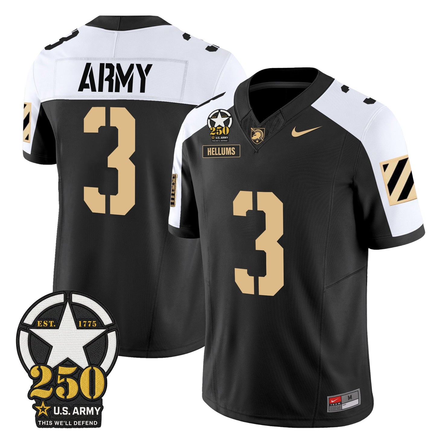 Men's Army Black Knights 250th Anniversary Patch Vapor Limited Jersey - All Stitched