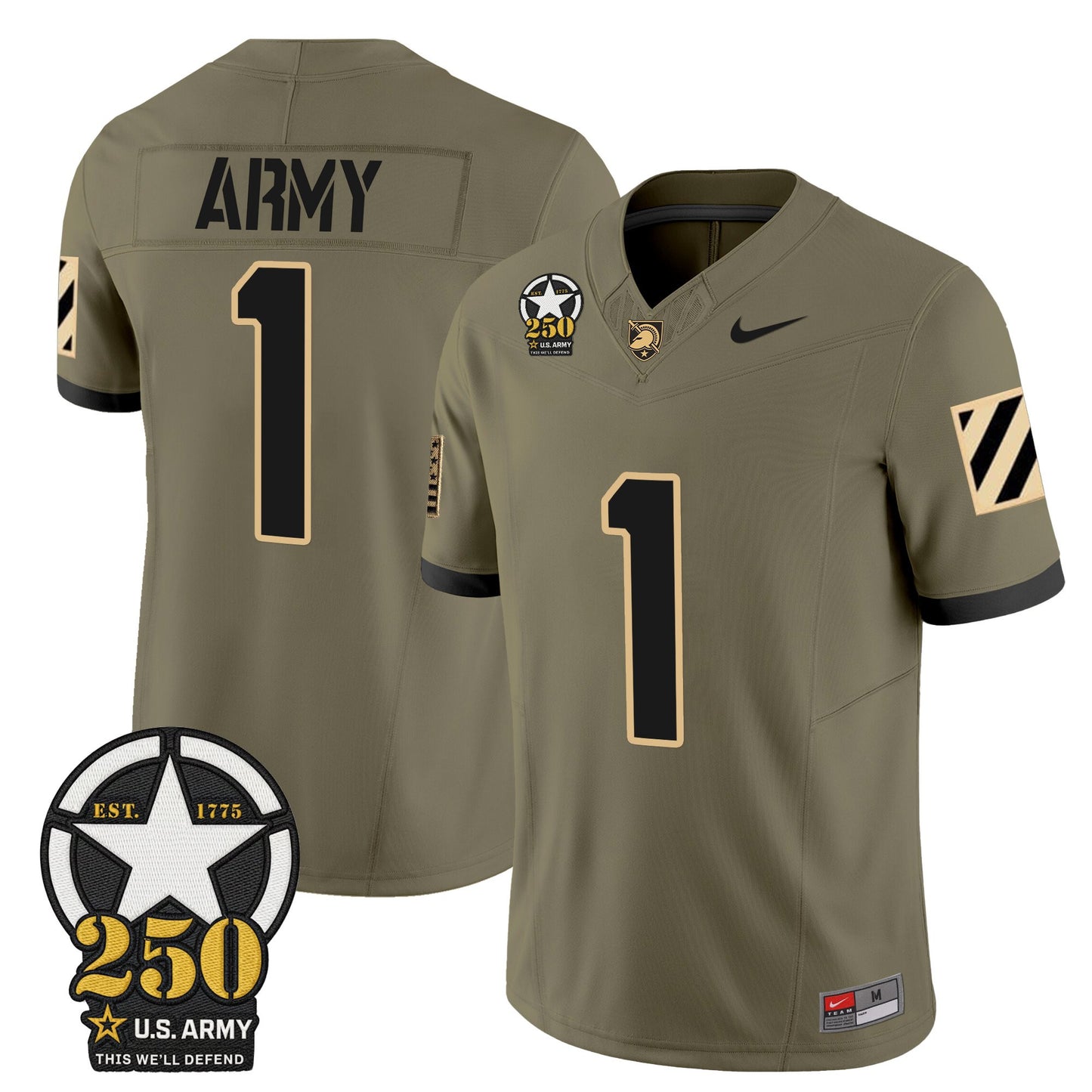 Men's Army Black Knights 250th Anniversary Patch Vapor Limited Jersey - All Stitched