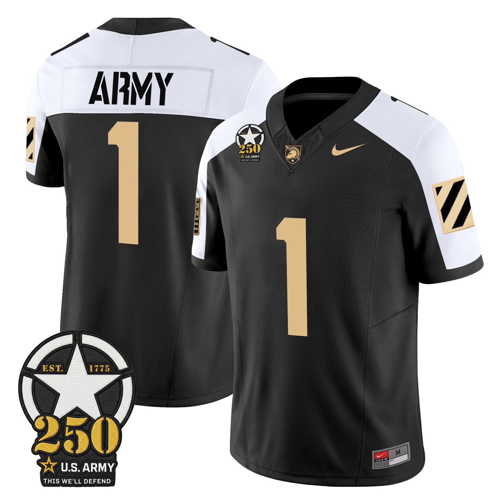 Men's Army Black Knights 250th Anniversary Patch Vapor Limited Jersey - All Stitched