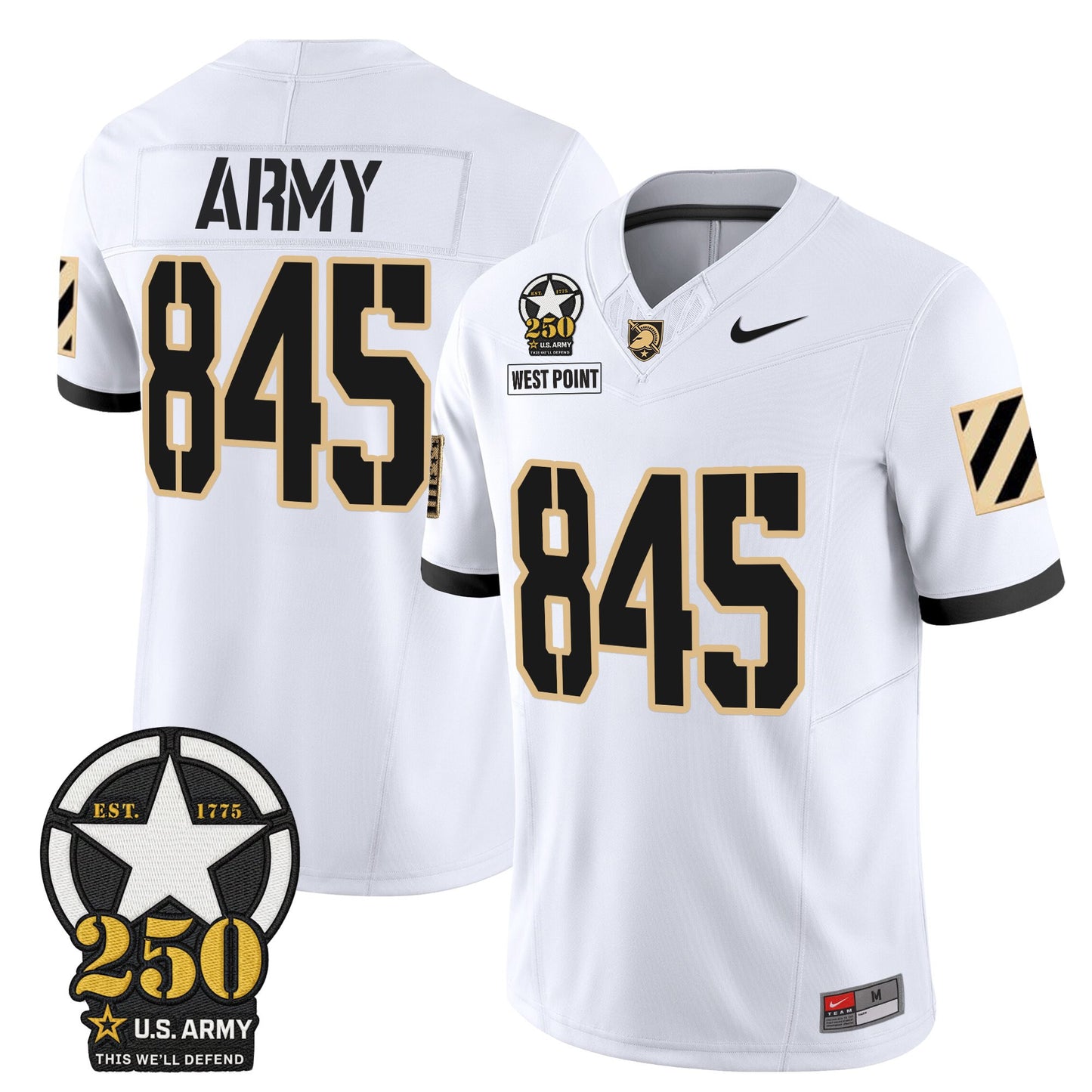 Men's Army Black Knights 250th Anniversary Patch Vapor Limited Jersey - All Stitched