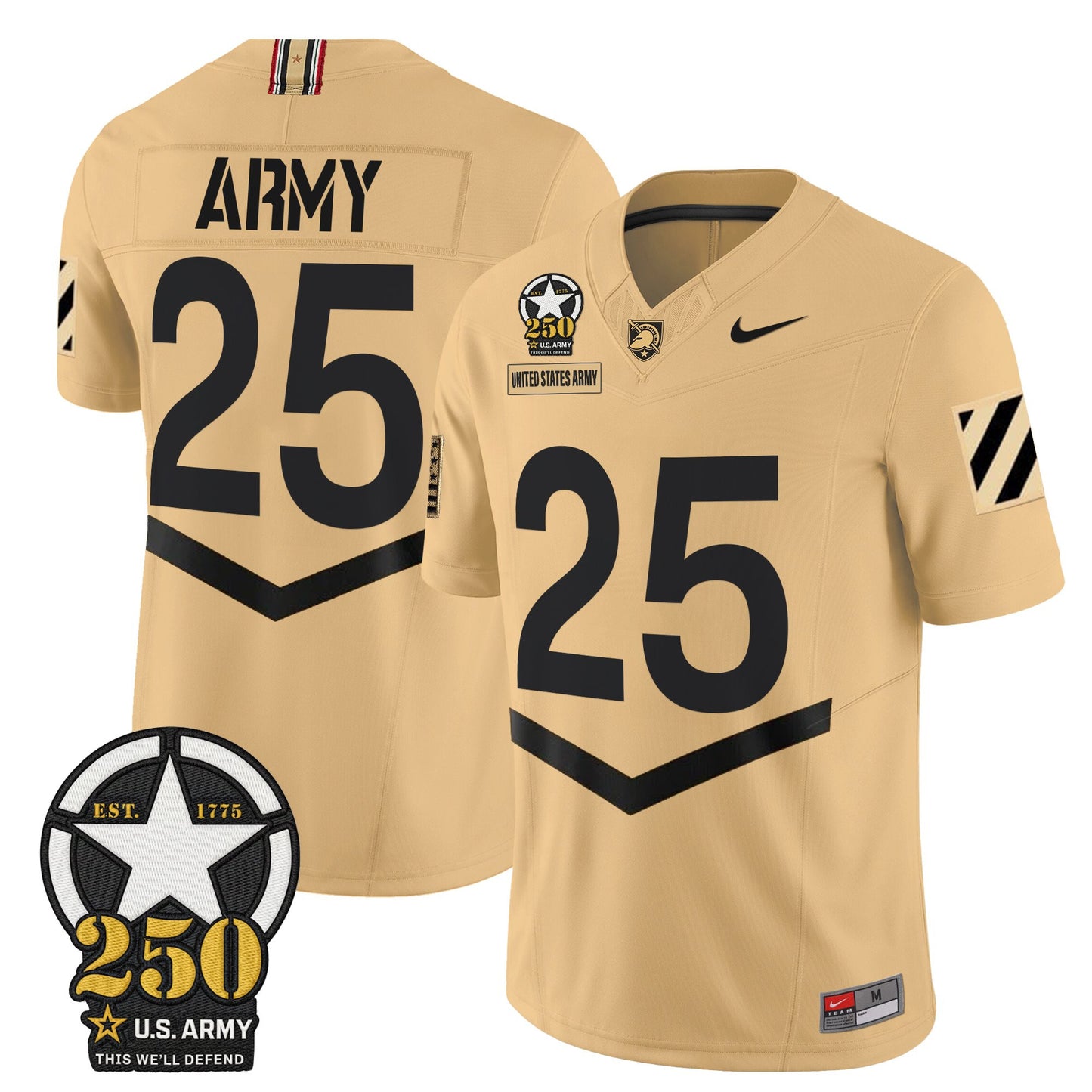 Men's Army Black Knights 250th Anniversary Patch Vapor Limited Jersey - All Stitched