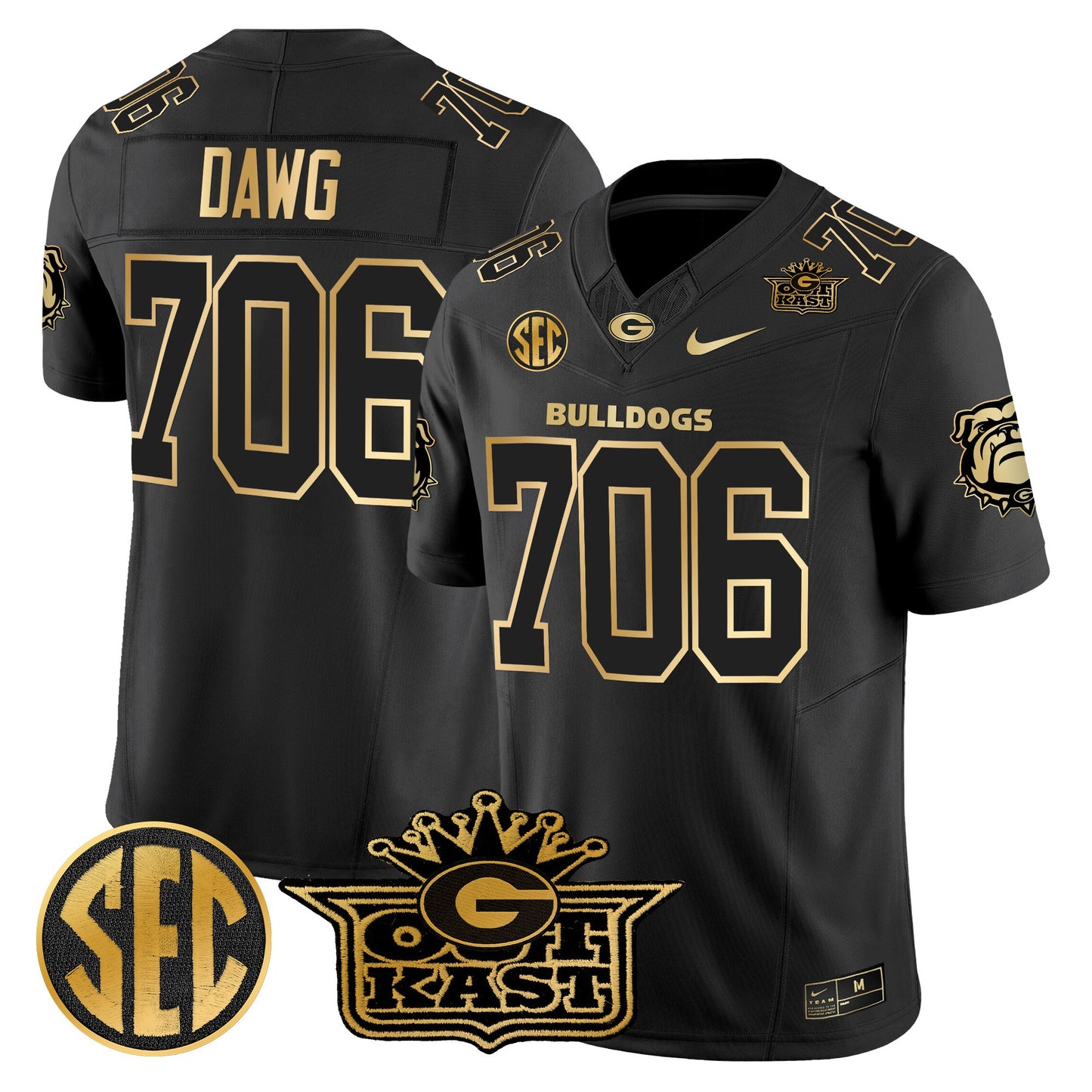 Men's Outkast x Georgia Bulldogs Gold Vapor Limited Jersey - All stitched