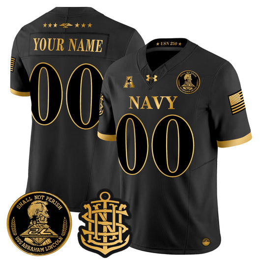 Navy Midshipmen 250th Anniversary Gold Vapor Limited Custom Jersey - All Stitched