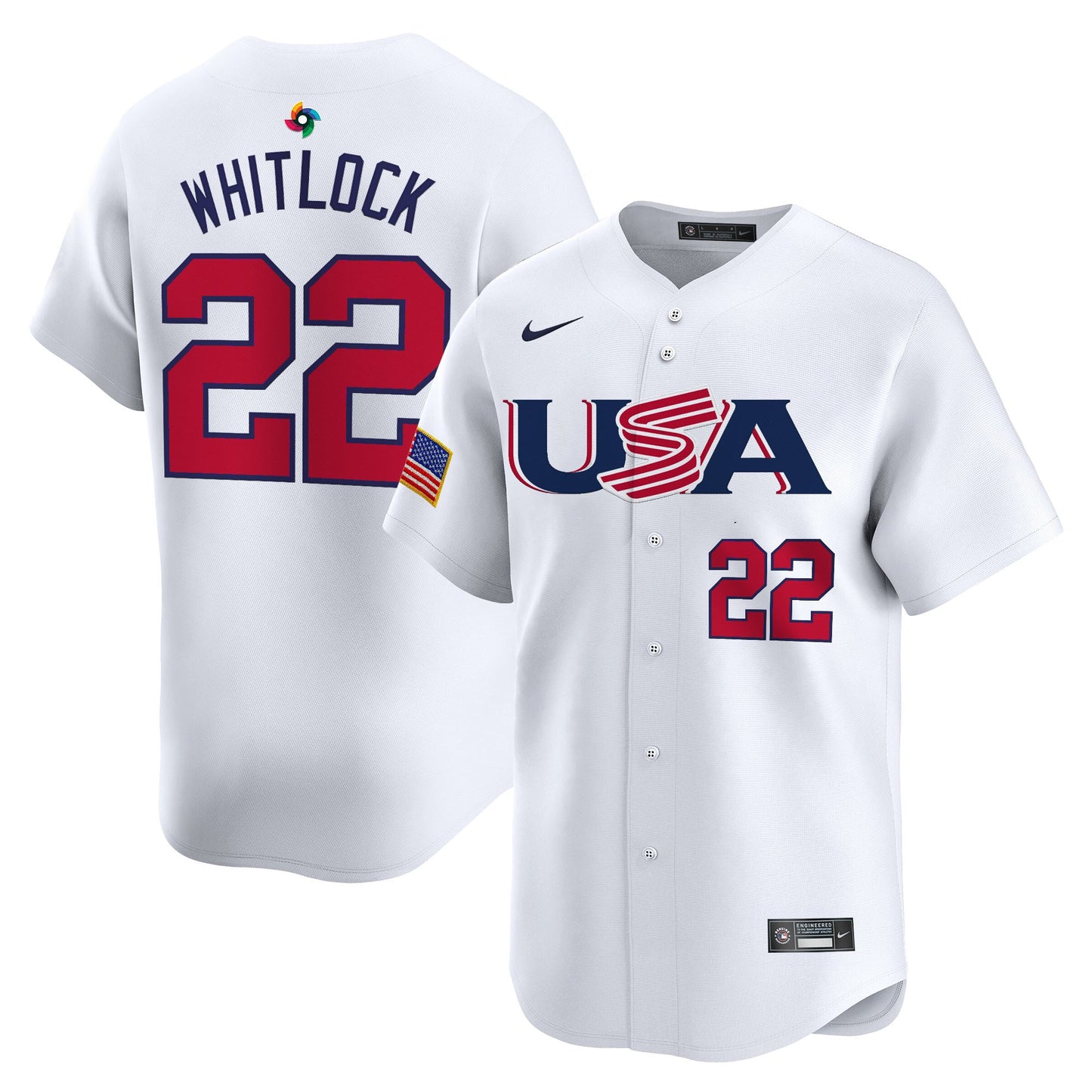 Men's Team USA World Baseball Classic Vapor Premier Jersey - 2026 Roster (Projected Number) - All Stitched