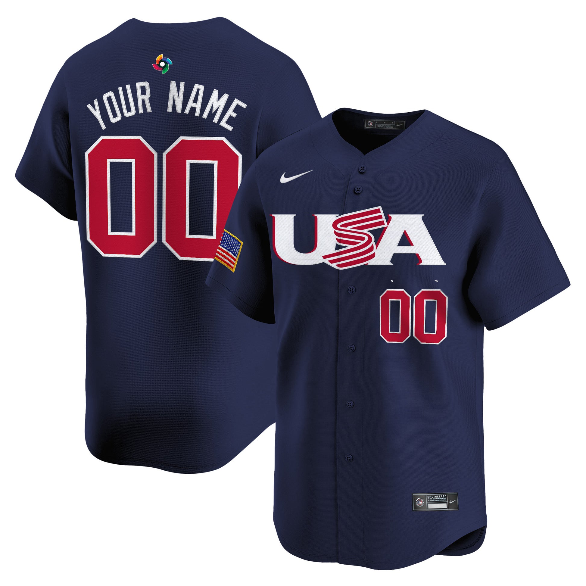 Team USA World Baseball Classic Vapor Premier Custom Jersey - 2023 Style - 2026 Roster (Projected Number) - All Stitched