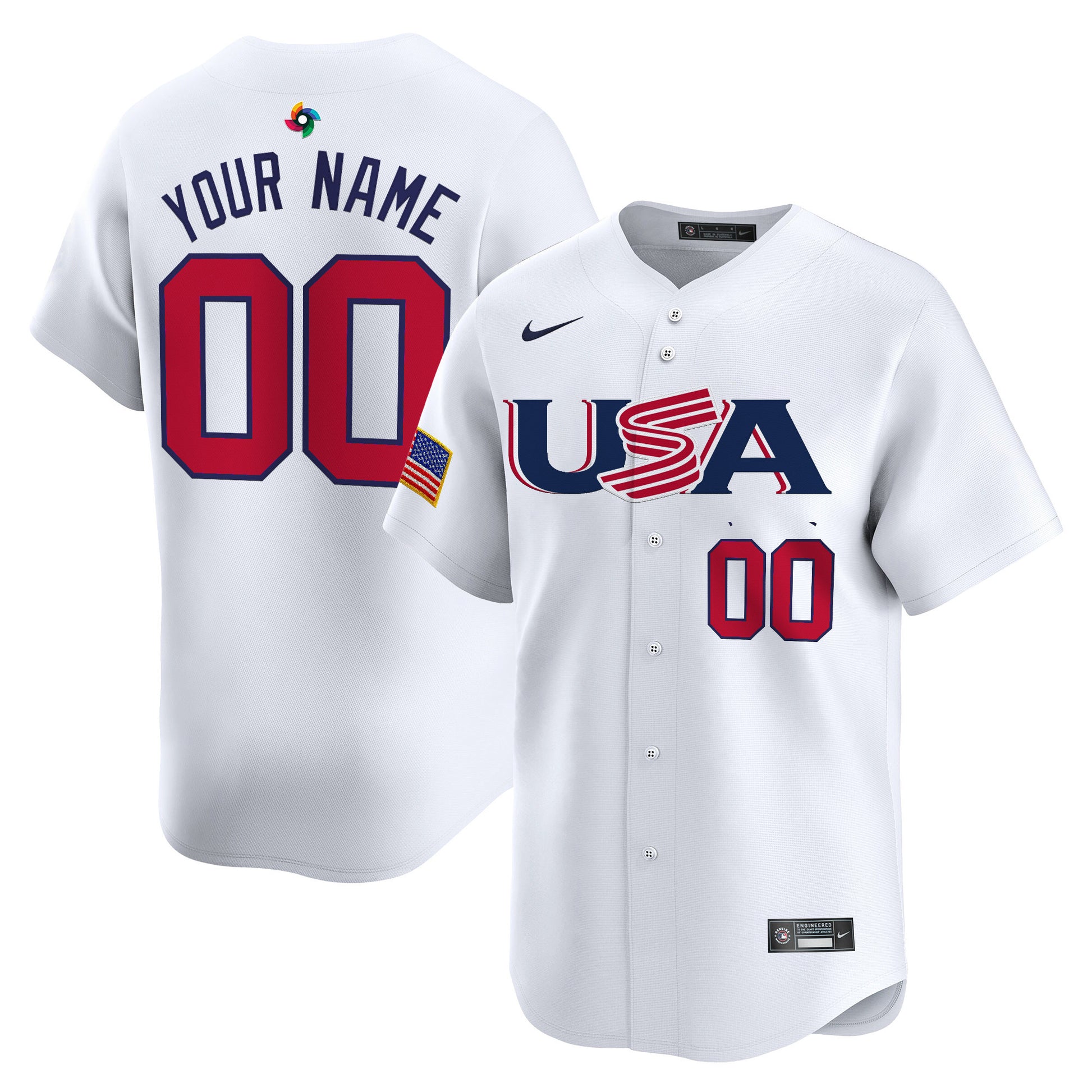 Team USA World Baseball Classic Vapor Premier Custom Jersey - 2023 Style - 2026 Roster (Projected Number) - All Stitched
