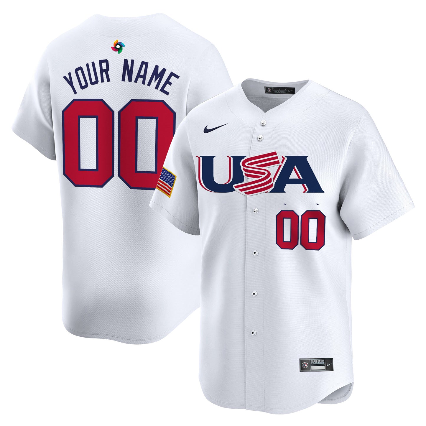 Team USA World Baseball Classic Vapor Premier Custom Jersey - 2026 Roster (Projected Number) - All Stitched