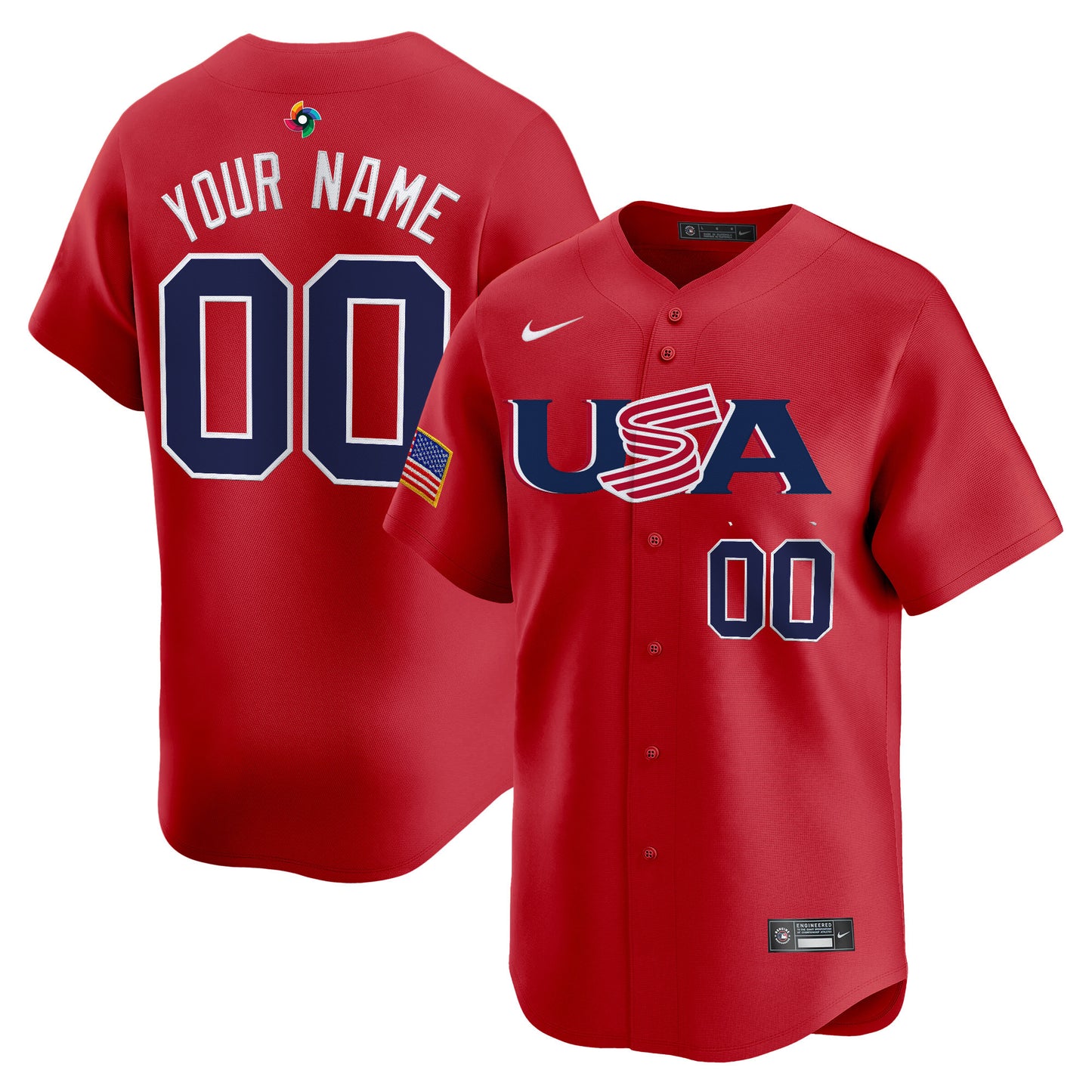 Team USA World Baseball Classic Vapor Premier Custom Jersey - 2026 Roster (Projected Number) - All Stitched