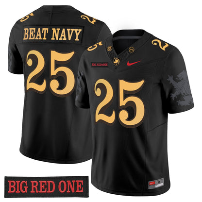 Army Black Knights 'Big Red One Edition' Vapor Jersey - Stitched Numbers/Patches - Black Lion Graphic Sleeves