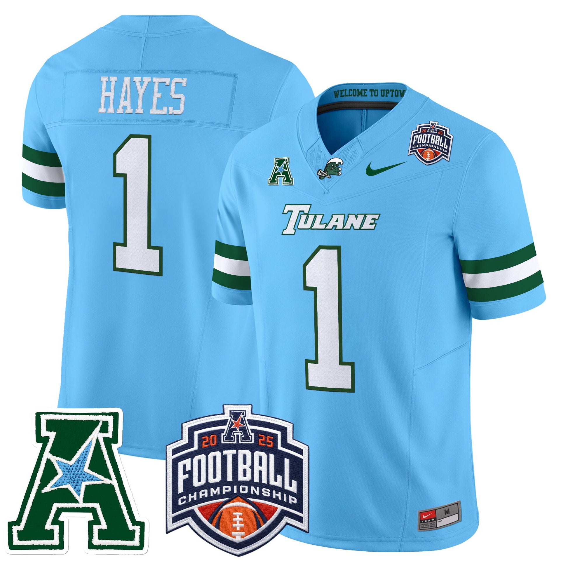 Men's Tulane Green Wave 2025 AAC Championship Vapor Limited Jersey - All Stitched