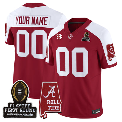 Alabama Crimson Tide 2025 Playoff First Round Vapor Limited Custom Jersey - All Stitched