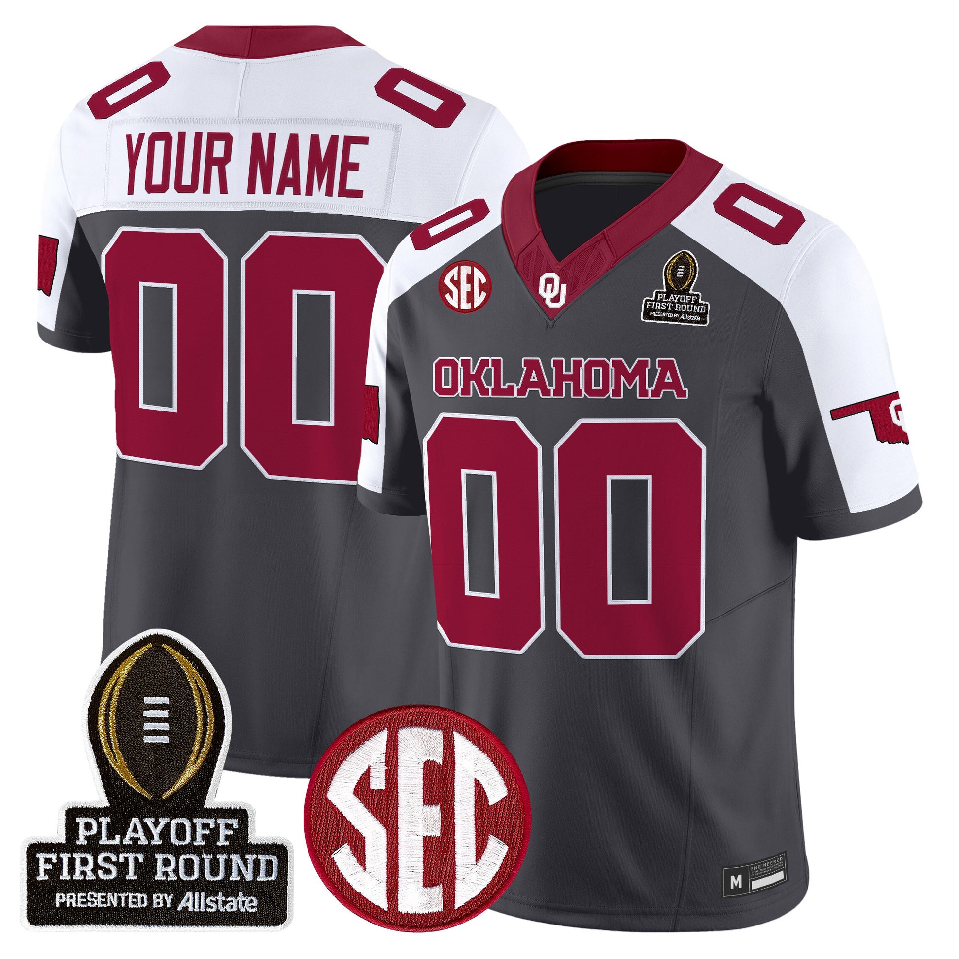 Oklahoma Sooners 2025 Playoff First Round Vapor Limited Custom Jersey - All Stitched