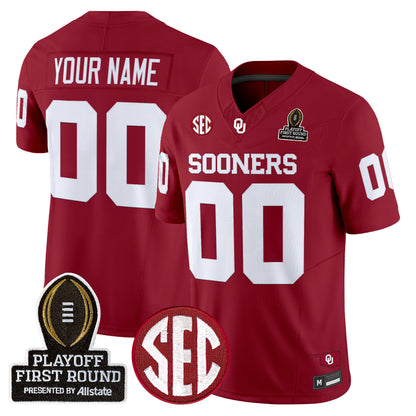 Oklahoma Sooners 2025 Playoff First Round Vapor Limited Custom Jersey - All Stitched