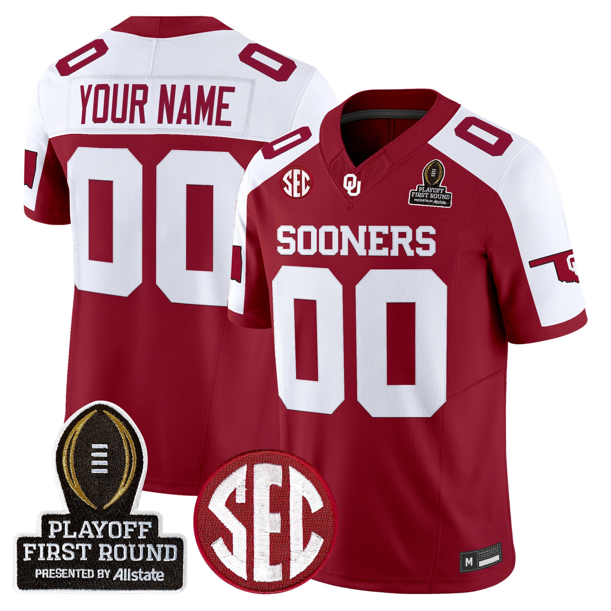 Oklahoma Sooners 2025 Playoff First Round Vapor Limited Custom Jersey - All Stitched