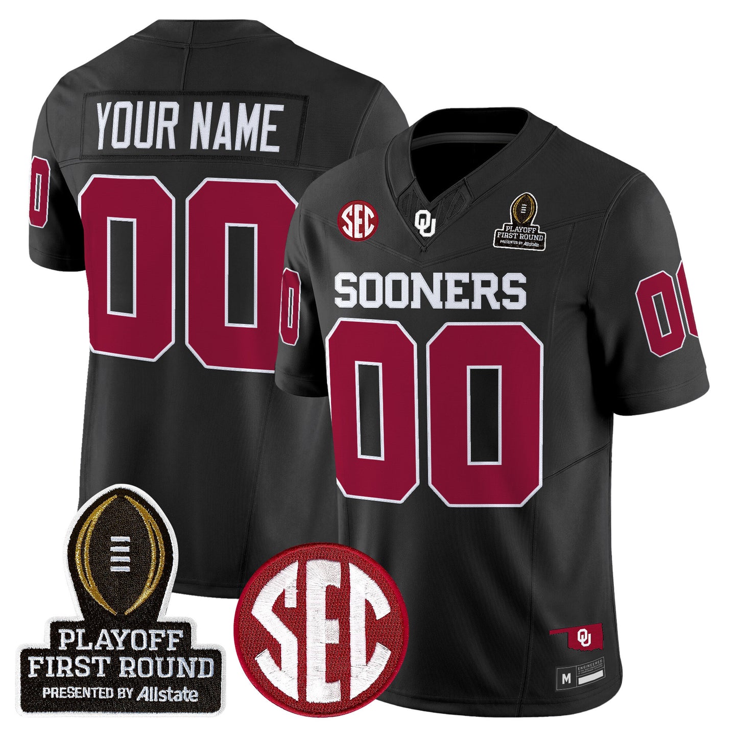 Oklahoma Sooners 2025 Playoff First Round Vapor Limited Custom Jersey - All Stitched