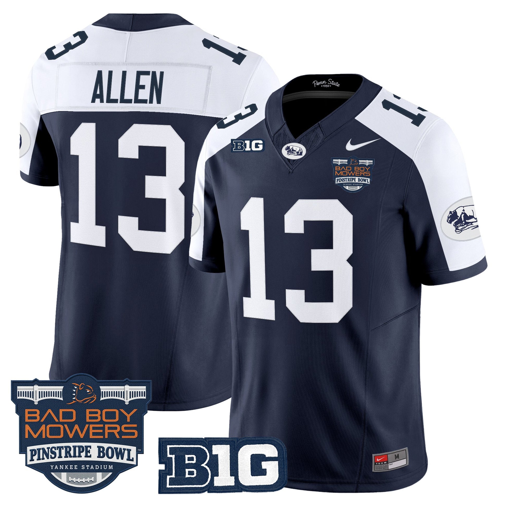 Men's Penn State Nittany Lions Throwback Vapor Limited Jersey - Pinstripe Bowl Patch - All Stitched