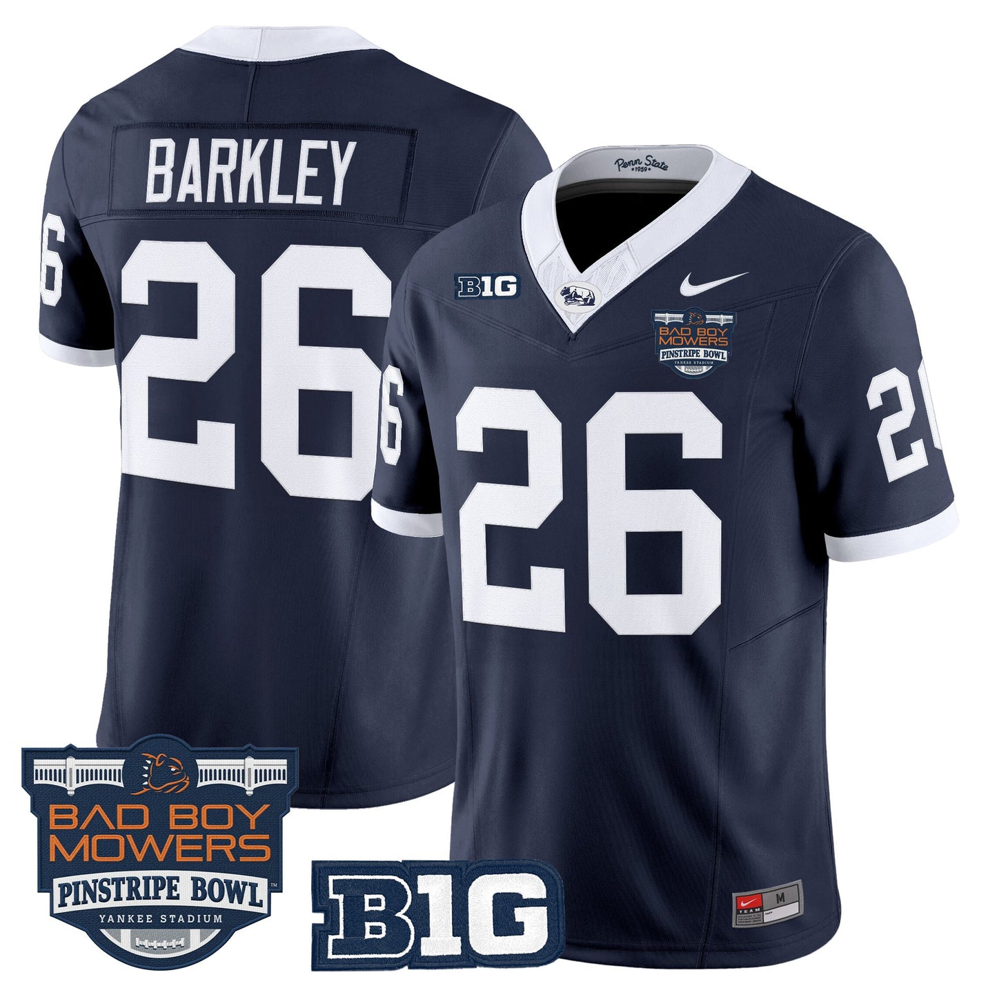 Men's Penn State Nittany Lions Throwback Vapor Limited Jersey - Pinstripe Bowl Patch - All Stitched