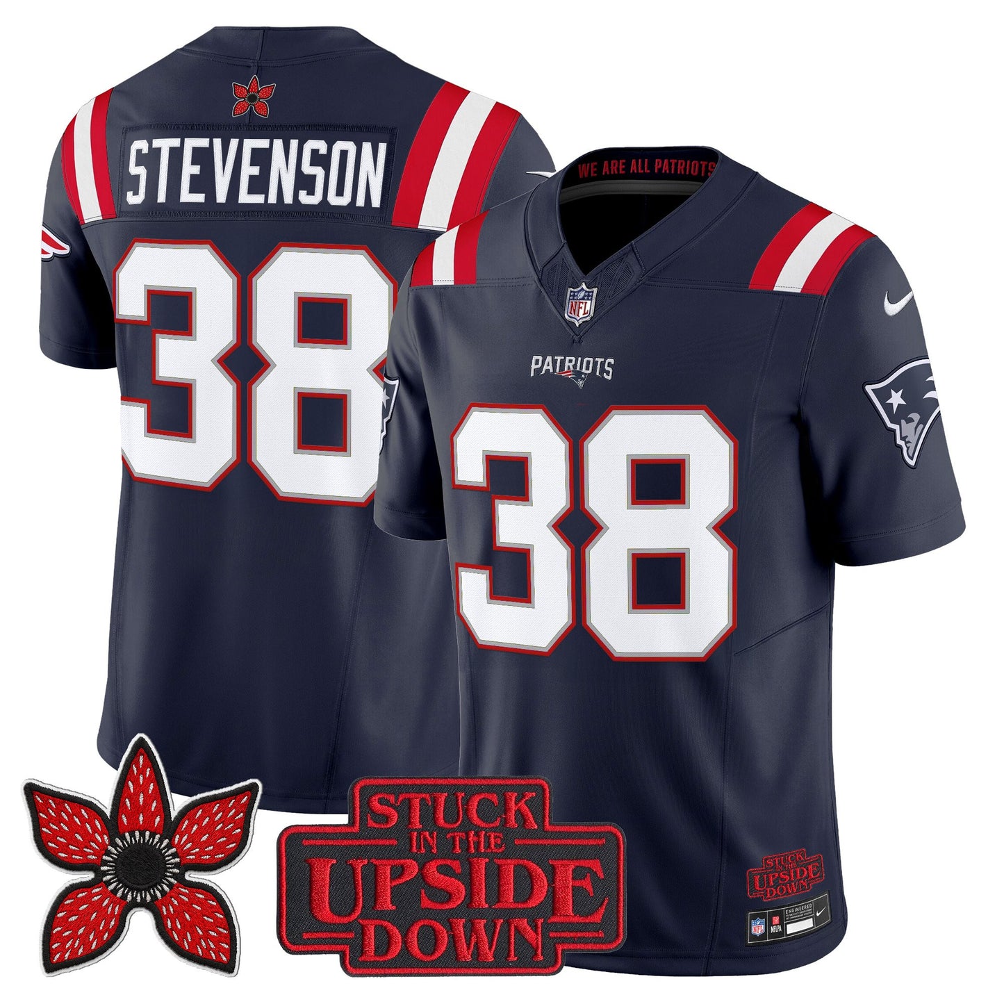 Men's New England Patriots 'Stranger Things Edition' Vapor Limited Jersey V2 - All Stitched