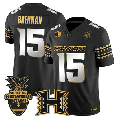 Men's Hawai'i Rainbow Warriors 2025 Hawai'i Bowl Gold Vapor Limited Jersey - All Stitched